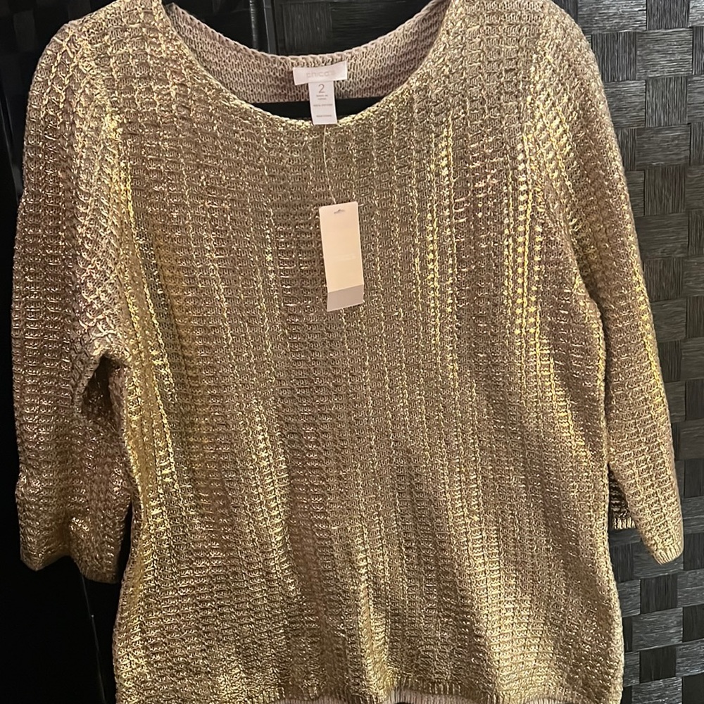 Chico’s Glamour Foil Pullover Sweater